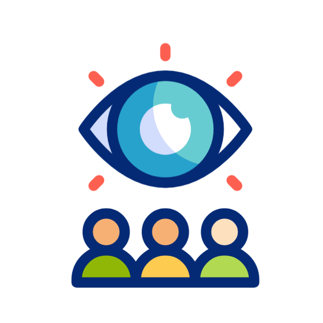 Illustration of an eye above three people icons, symbolizing awareness.